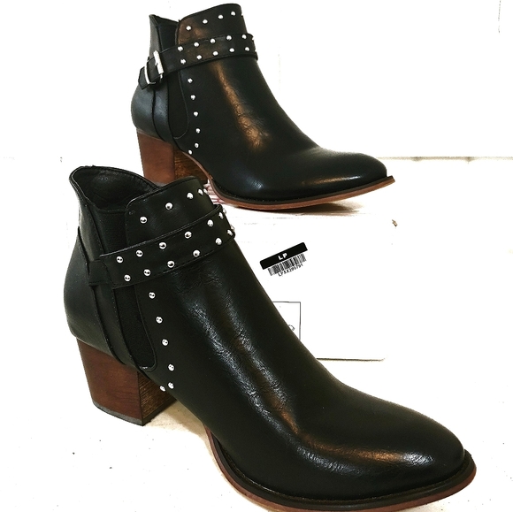 Olivia Miller walk with style Shoes - Olivia Miller Stud Strap Ankle Boots 10 Black